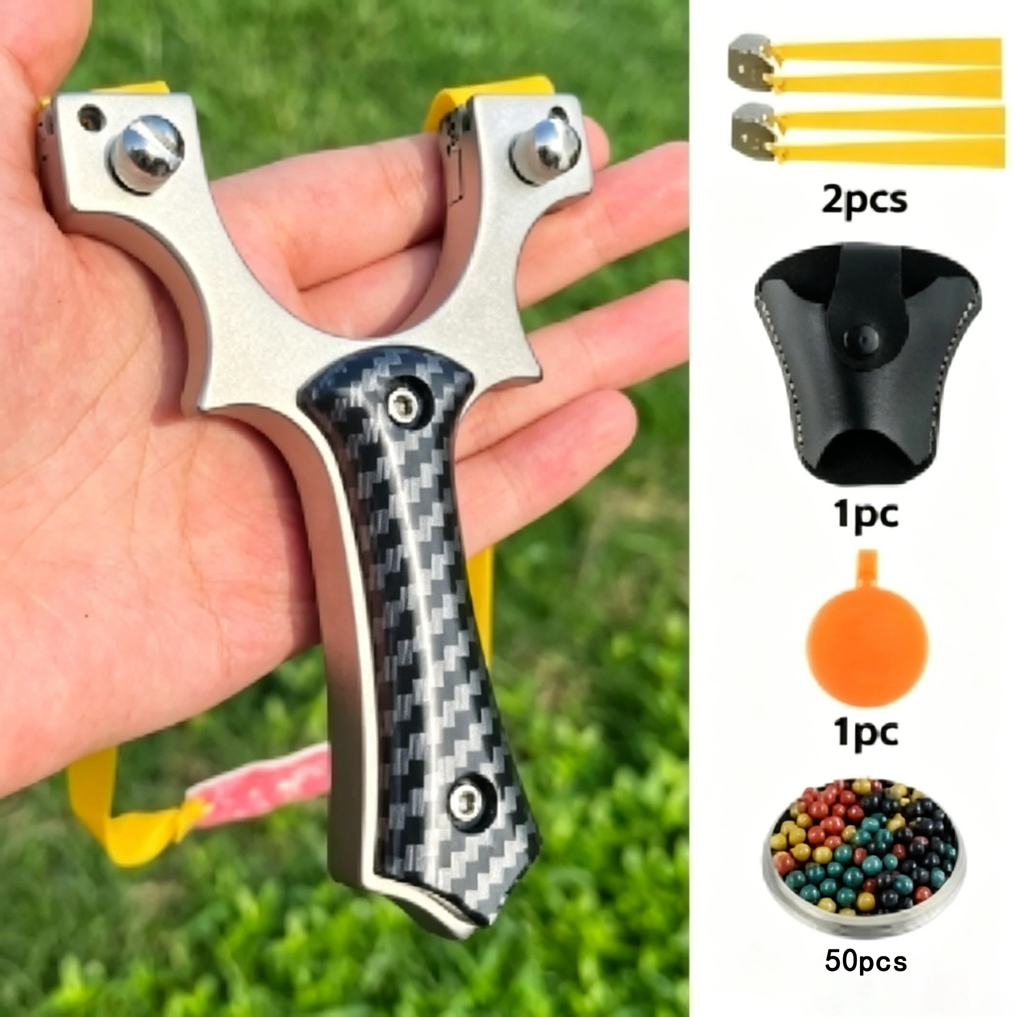 

Carbon Fiber Hunting High-Precision Slingshot, Anti-Slip Portable Catapult, Hunting Accessories Outdoor tools Set.