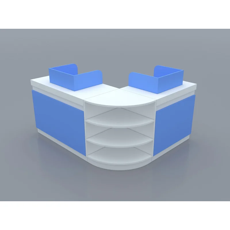 custom.Durable Department Store Boutique Corner Seven Shaped Cashier Cabinet Toy Stationery Cashier Checkout Counters