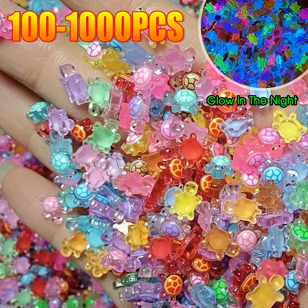 1000-100 قطعة السلاحف الراتنج الصغيرة ليلة توهج السلاحف التماثيل متعددة الوظائف توهج في ليلة السلاحف المنمنمات للمناظر الطبيعية الصغيرة #2