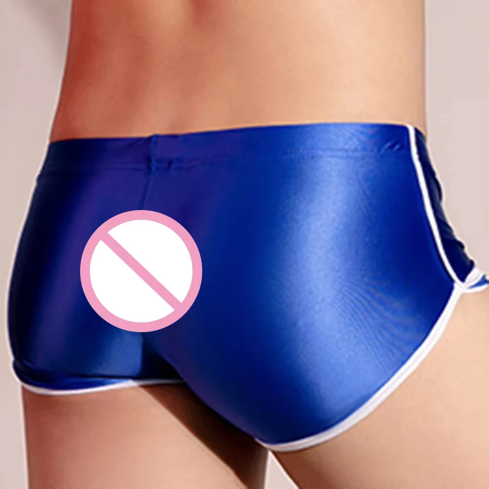 Sexy Flat Boxers Oil Shiny Tight Underwear Men Lingerie  Safety Shorts Stretchy Underwear Smooth Sleep Bottoms Mens Boxers