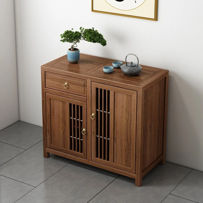 Solid Wood Tea Table Integrated Living Room Dining Tang Juyi North Old Elm Cabinet Side