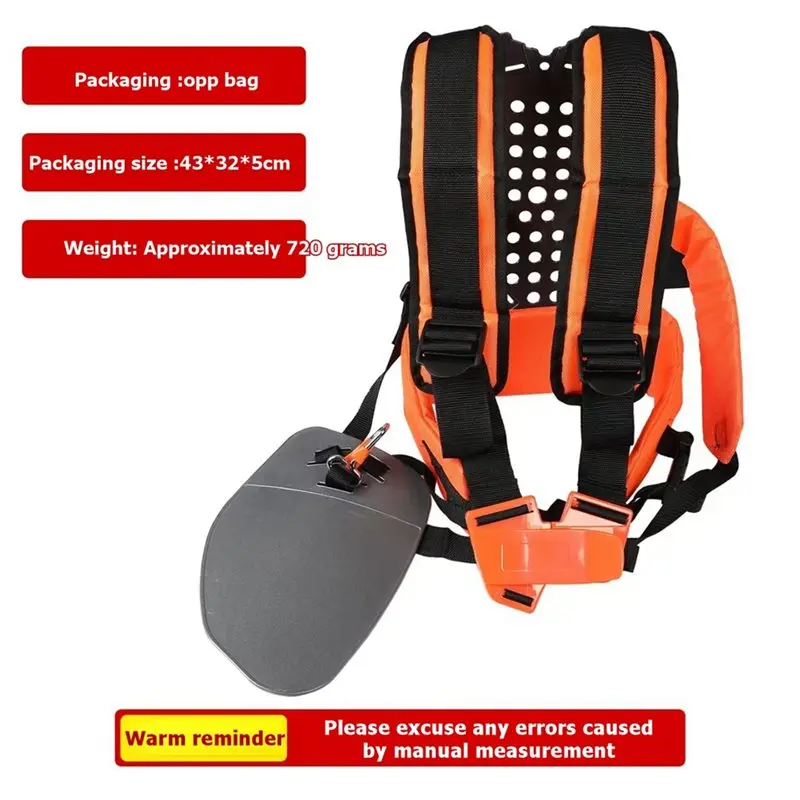 AB66-Universal Adjustable Padded Trimmer Shoulder Strap Double Shoulder Weed Eater Brush Harness For String Trimmer Orange