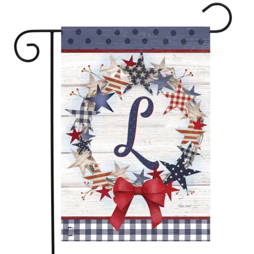 American Wreath Monogram L Garden Flag