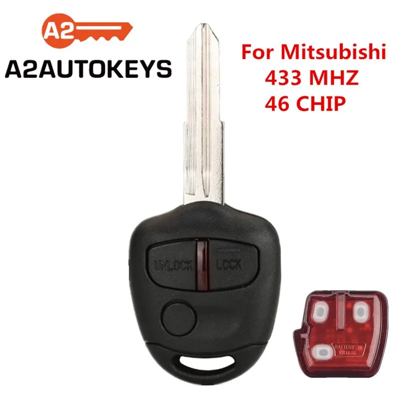 

A2AUTOKEYS 3 Buttons 433Mhz With ID46 Chip Remote Control key For MITSUBISHI Triton Pajero Outlander ASX Lancer MIT8 Lama