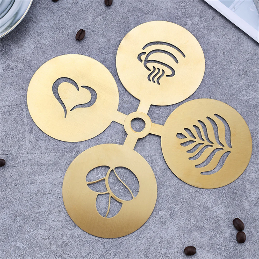 Stainless Steel Coffee Stencil Latte Cappuccino Decorating Stencils Cake Cookie Spray Paint Art Baking Mold Coffee Accessories