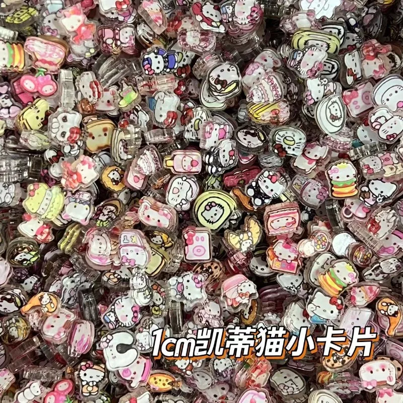 

1cm Acrylic DIY Anime Cartoon Sanrio Hello Kitty Pattern Refrigerator Magnet Pendant Material Accessories Brooch Keychain Gift