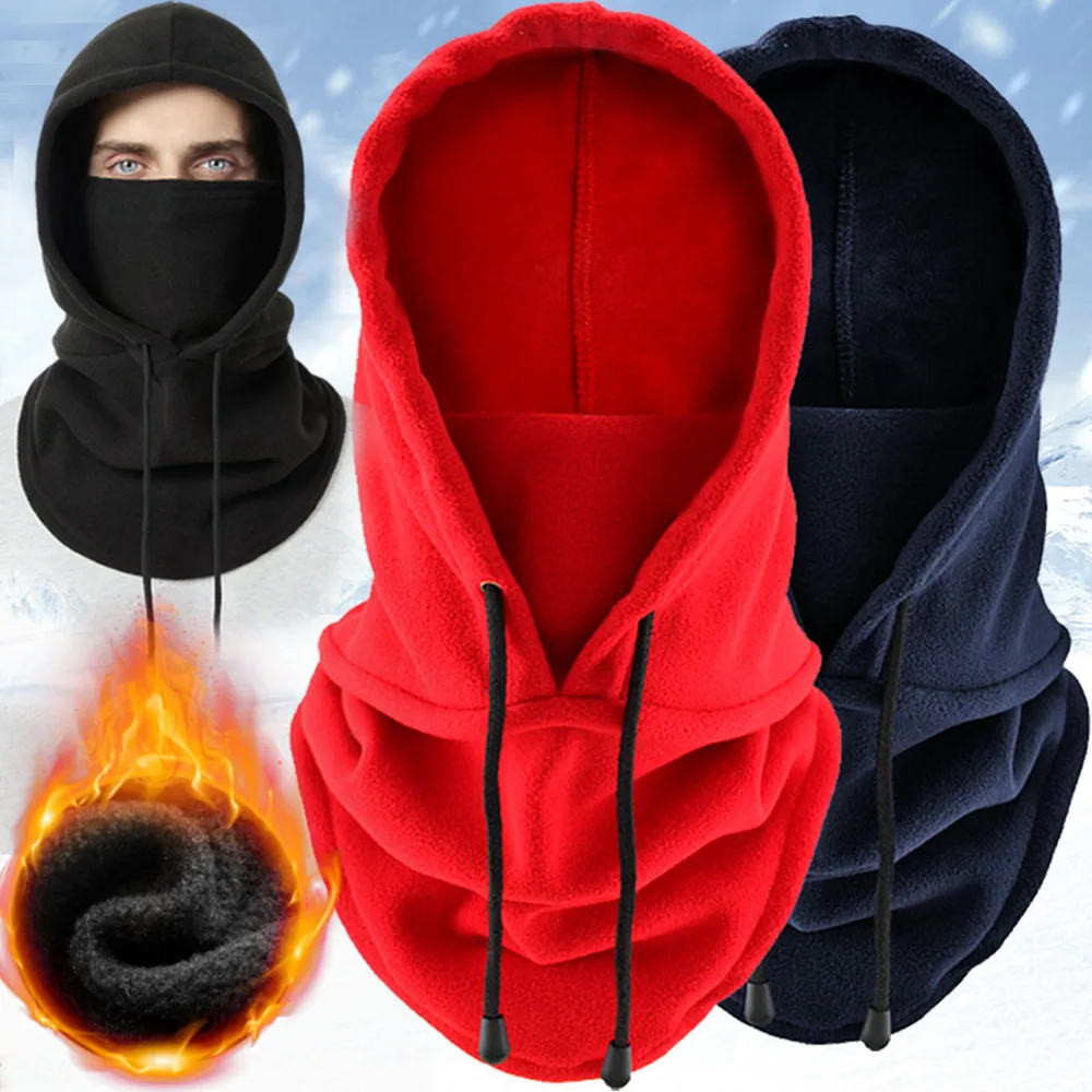 Winter Thermal Fleece Hat Hooded Outdoor Windproof Cold Warm Skiing Sport Men Women Neck Warmer Cycling Face Mask Masked Caps