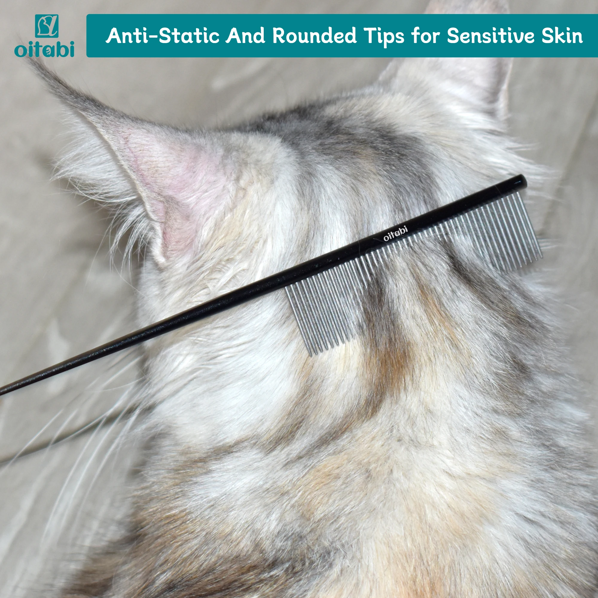 مشط ذيل دقيق من Oitabi مصنوع من المعدن، ومشط نهائي ورقيق لتصفيف الوجه والذيل |   إزالة بقع المسيل للدموع
