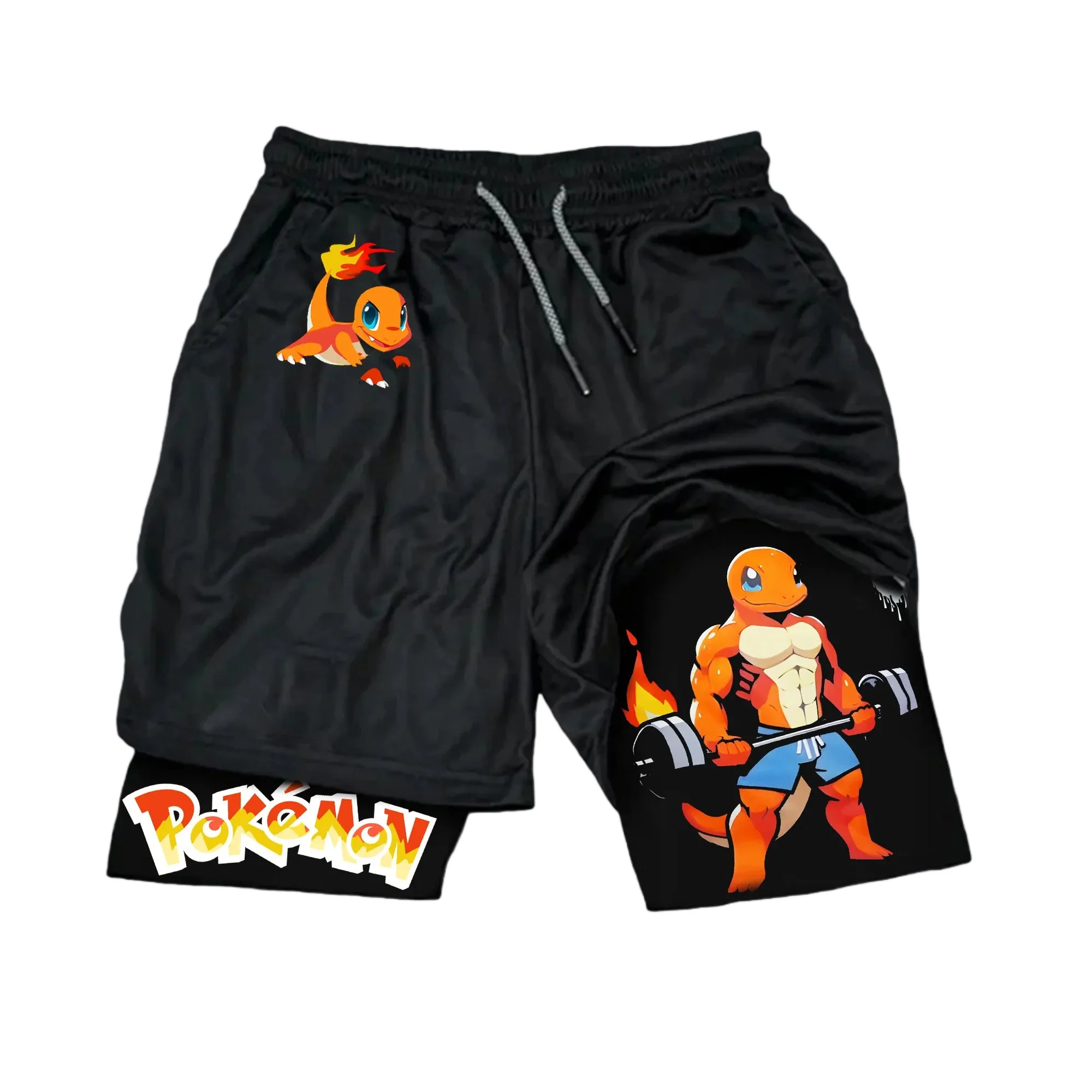 

Мужские хлопковые шорты Pocket Monsters, черно-белые хлопковые шорты Gengar Purple Smoke Pocket Monsters Text, повседневные летние хлопковые шорты в стиле аниме