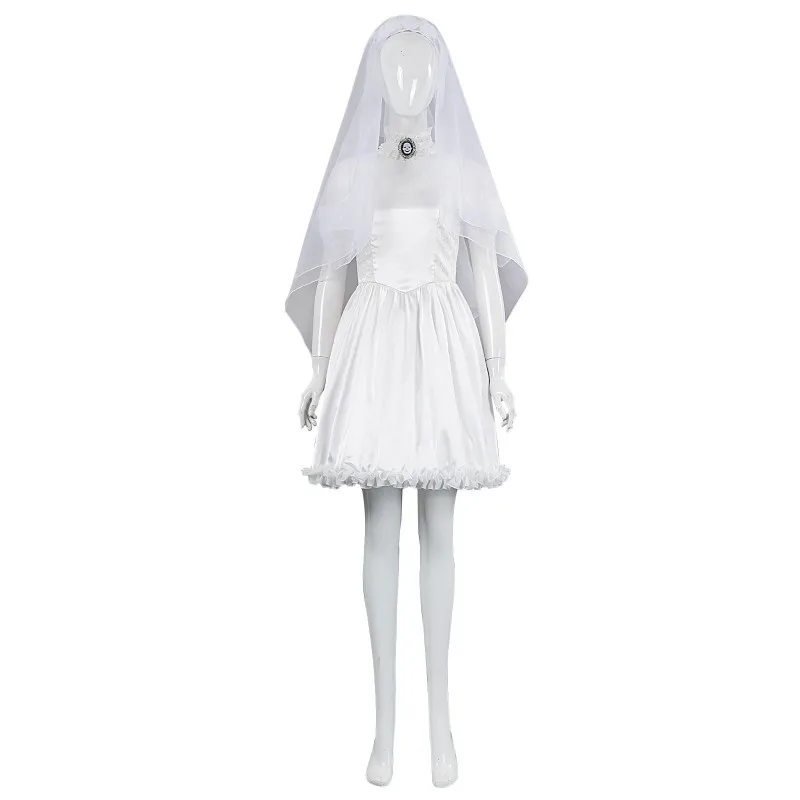 

2025 Halloween Corpse Emily Cosplay Costume Bride White Wedding Dress Carnival Horror Party Bride Emily's Dressing Up