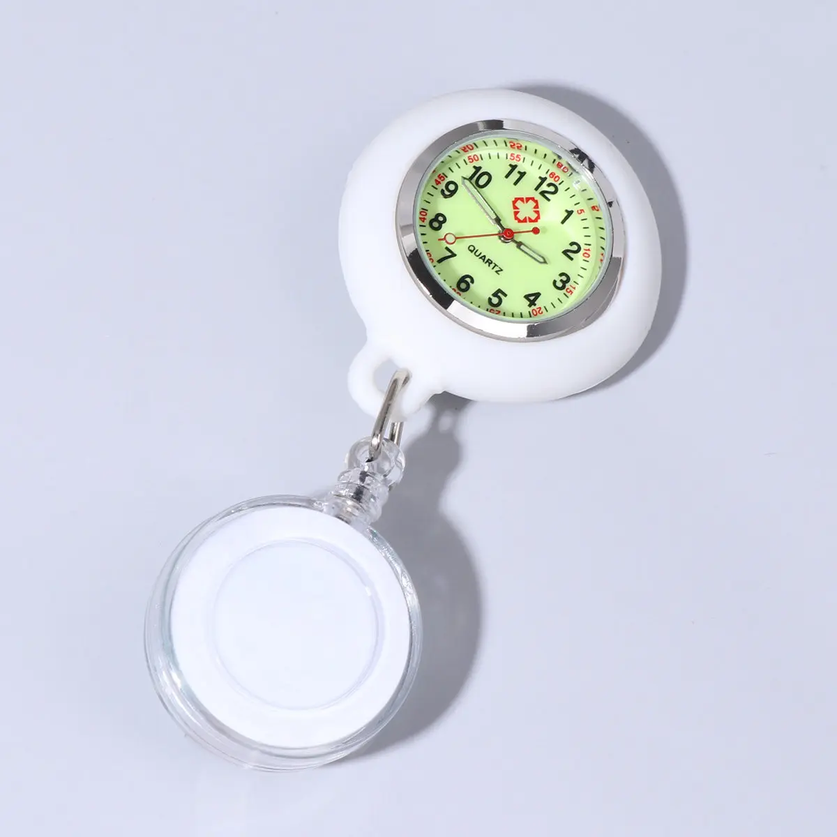 

Smiling Face Pocket Watch Nurse Style Clip-on Hanging Fob Watch for Students Professionals Luminous Dial Premium Material