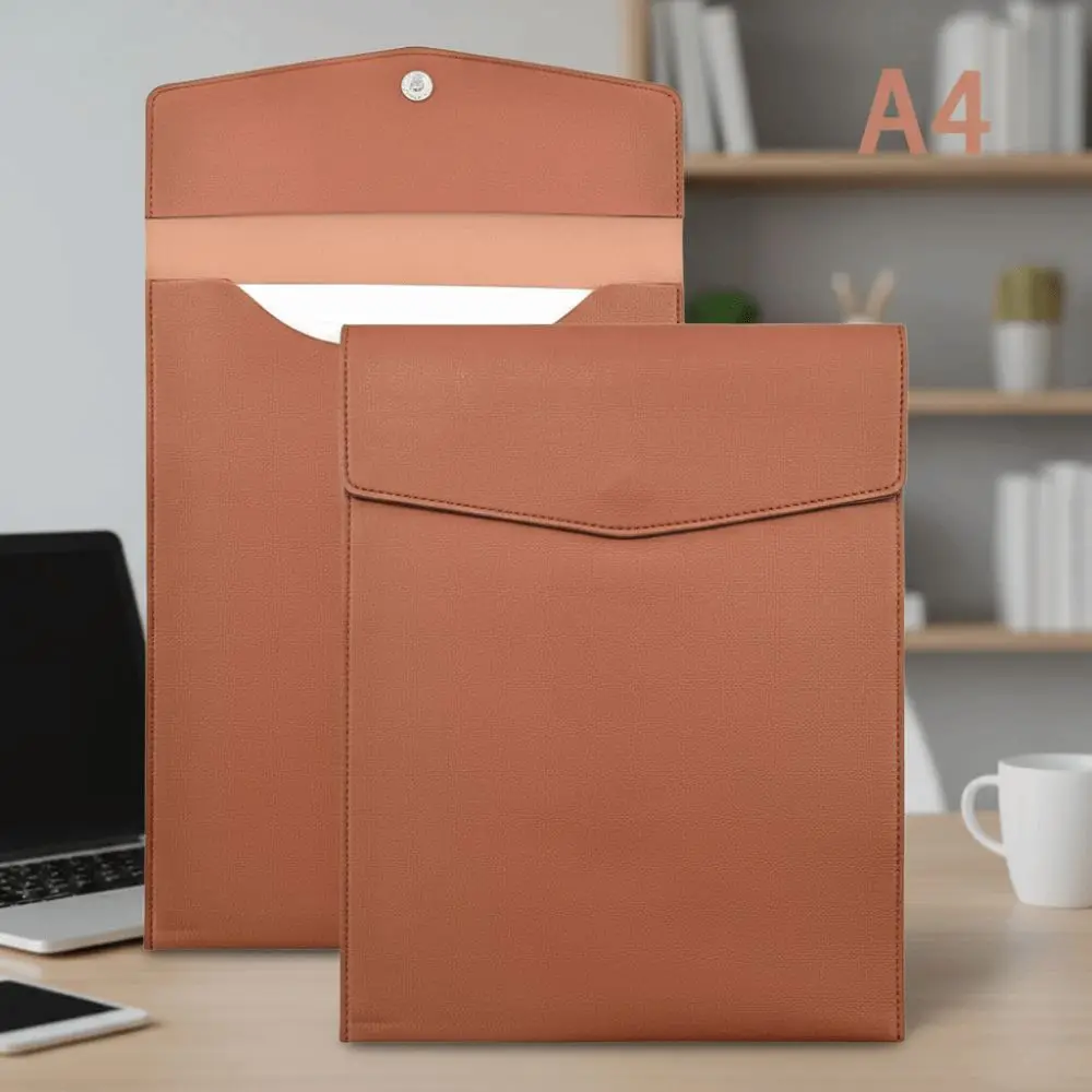 

Simple A4 File Folder Large Capacity Waterproof Document Bag Magnetic Button Closure Portable Paper Organizer