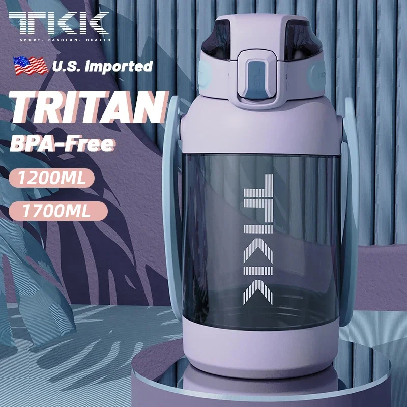 TKK 1200/1700ml Sports Water Bottle Tritan Material Large Capacity Cup Gym Fitness Jugs Outdoors Kettle BPA-Free Heat Resistant