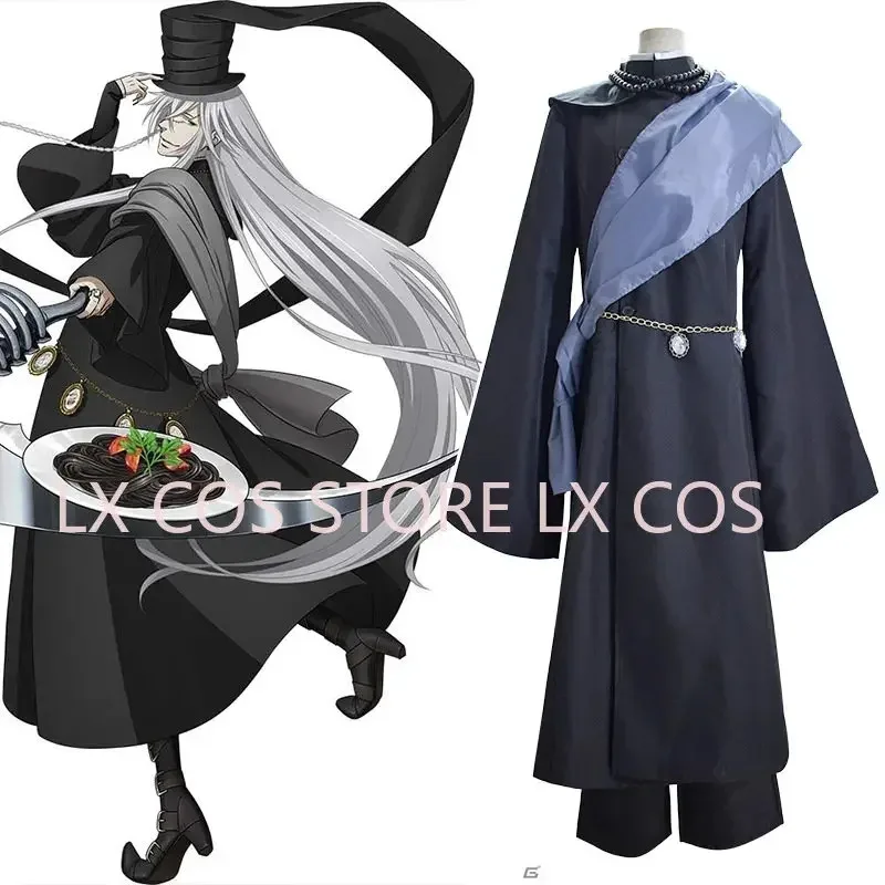 أزياء بلاك بتلر كوروشيتسوجي أندرتيكر التأثيرية لحفلات الهالوين مصنوعة حسب الطلب مجموعة كاملة من سلسلة القبعة والشعر المستعار