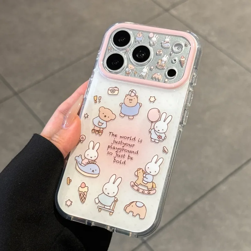 Miffy Kawaii Anime Cartoon Mobile Phone Case for AppleiPhone17/16/15/14 Protective Case All Inclusive Anti-fall Ultra Thin