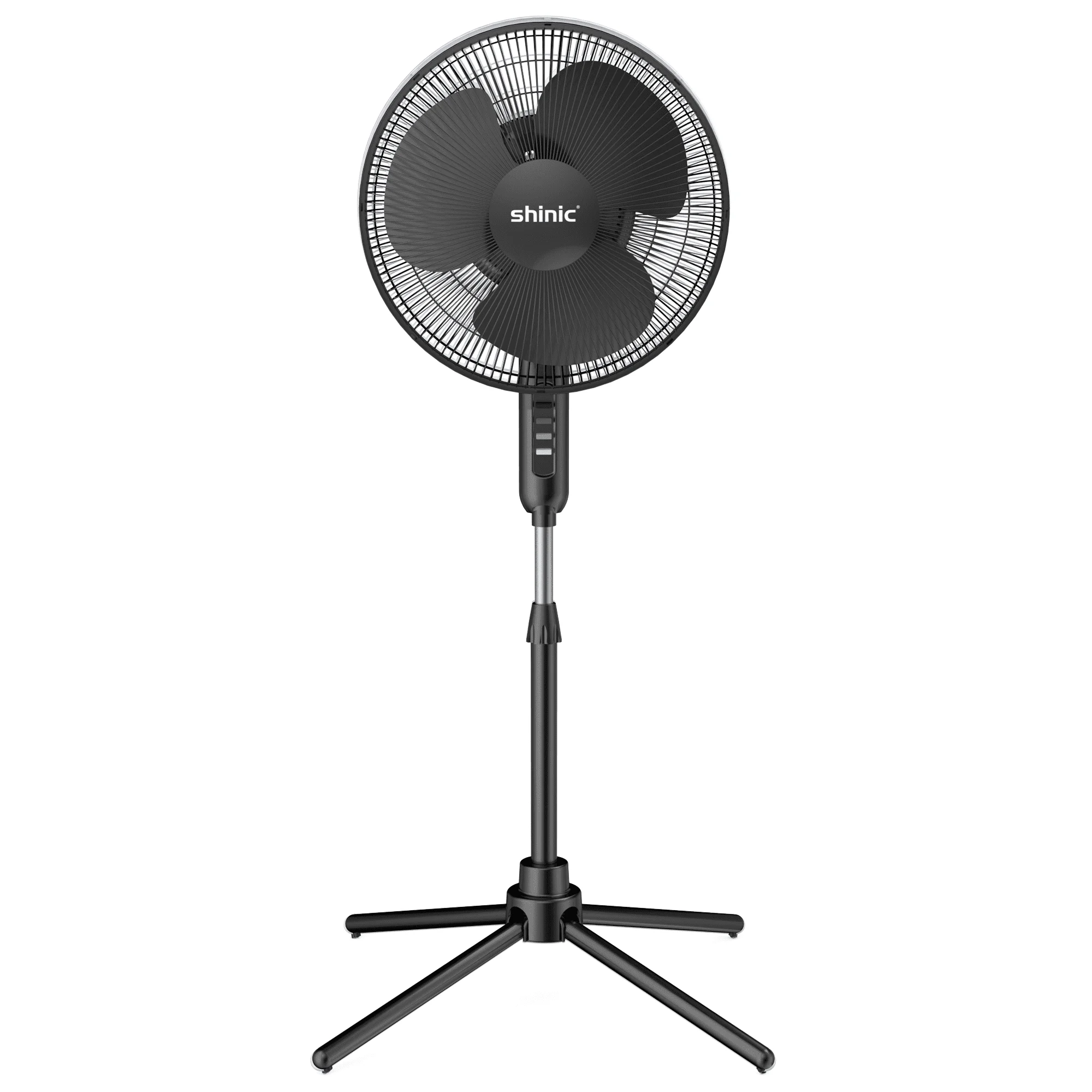 

Shinic 16" 3-Speed Oscillating Pedestal Fan with Folding Base, Adjustable Height and Tilt,41"- 47", Black