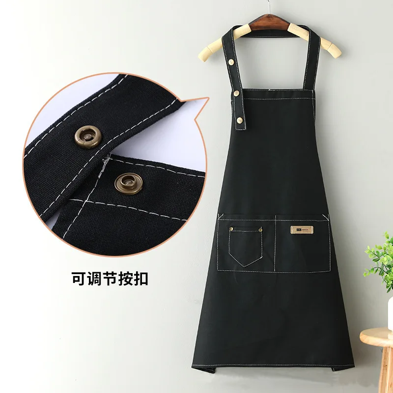 Canvas Apron Cotton Anti Fouling Apron Smock Western Restaurant Hot Pot Shop Milk Tea Shop Work Clothes