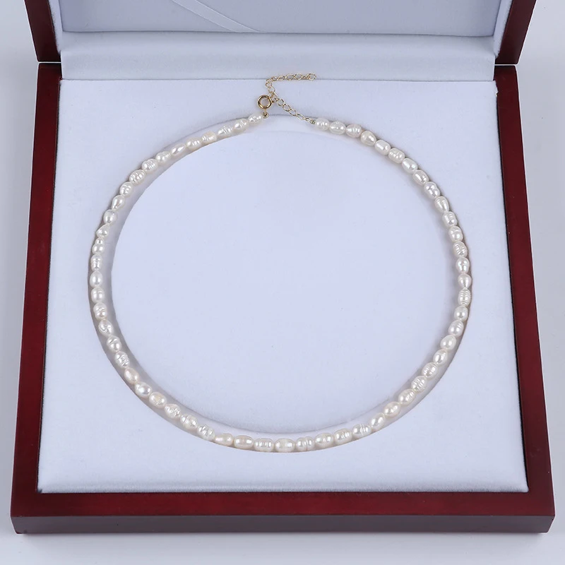 Threaded Baroque 5-6Mm Freshwater Pearl Natural White Long Necklace