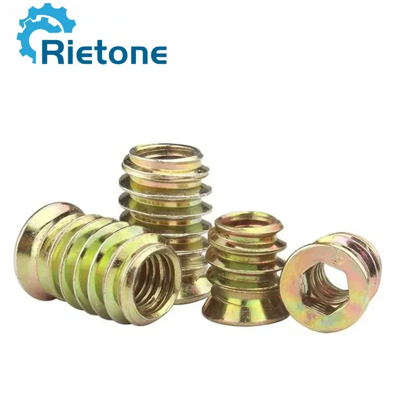 10/50pcs Zinc Alloy Iron Inside Carbon Steel Hexagon Hex Socket Drive Head Insert Nuts Threaded For DIY Wood Furniture M6 M8 M10