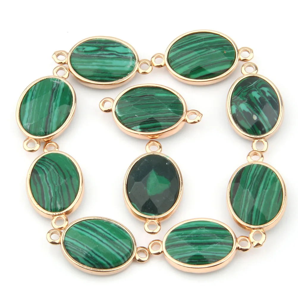 10pcs Semi-precious Stone Connector Charms Lightweight Alloy Necklace Connectors Bracelet Buckles Jewelry Making Clasps Egg