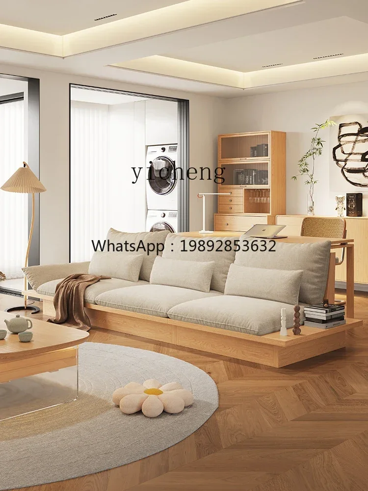 

BB напольный диван из цельного дерева для маленькой квартиры, зимний и летний диван двойного назначения для хранения вещей, ваби, песчаный ветер, бревенчатый тканевый диван