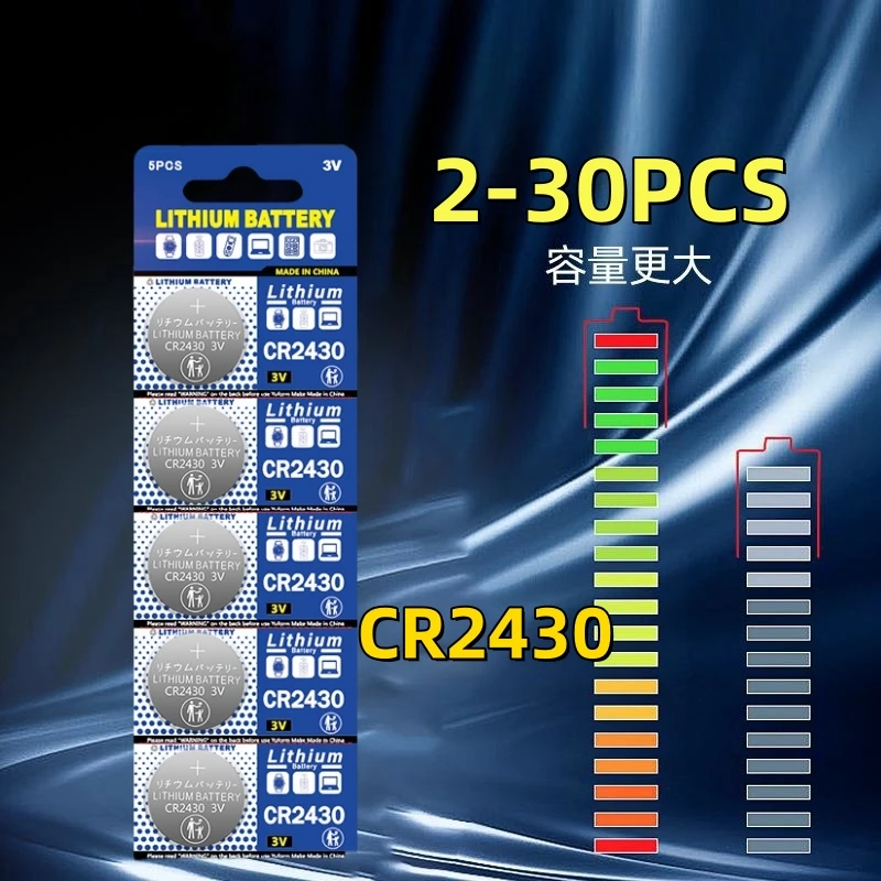 2024CR 2430 DL2430 BR2430 280mAh Button Coin Batteries For Key Fob Watch Alarm Clock Remote Control  CR2430 3V Lithium Battery