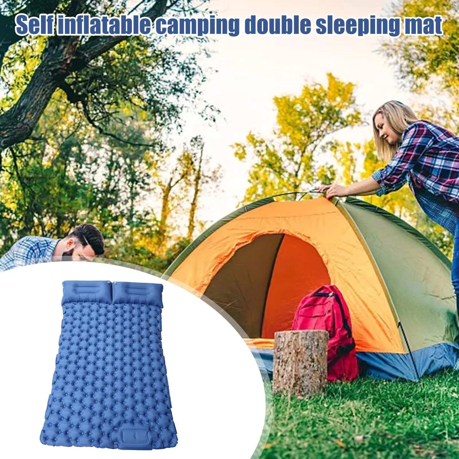 2 Person Self Iatable Sleeping Pad Iatable Sleeping Mat Ultralight Waterproof Camping Mattress Lightweight Sleeping Pad