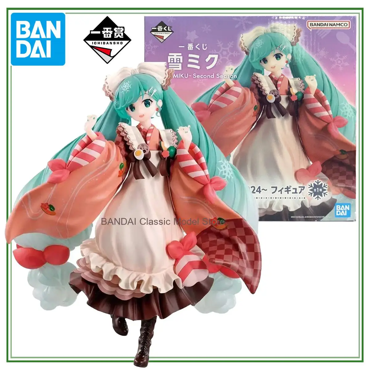 

In Stock Bandai Hatsune Miku Ichiban Kuji SNOW MIKU Second Season 2024 Figure Anime Action Model Collectible Toys Gift
