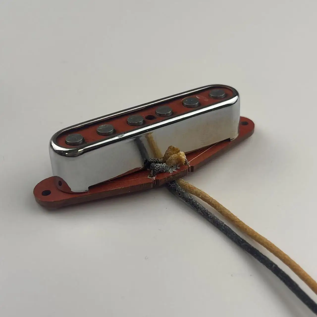 مجموعة لاقط جيتار TELE باللون الأحمر العتيق - رقبة ألنيكو 5 جرح يدويًا وجسر، غطاء كروم، ترقية سلك القماش #3