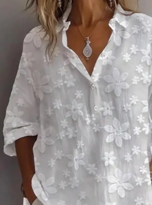 قميص الربيع والخريف بسيط كاجوال بلون سادة ورقبة على شكل حرف V وأكمام قصيرة للنساء