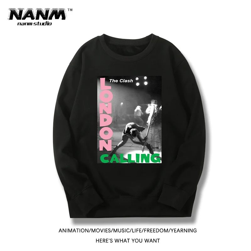 سترة The Clash برقبة دائرية للرجال بأكمام طويلة للخريف والشتاء، ملابس رجالية متعددة الاستخدامات #5