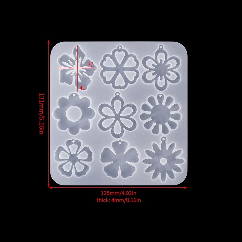 Molde de resina epoxi de cristal DIY, molde de silicona con forma de flor, pendiente colgante