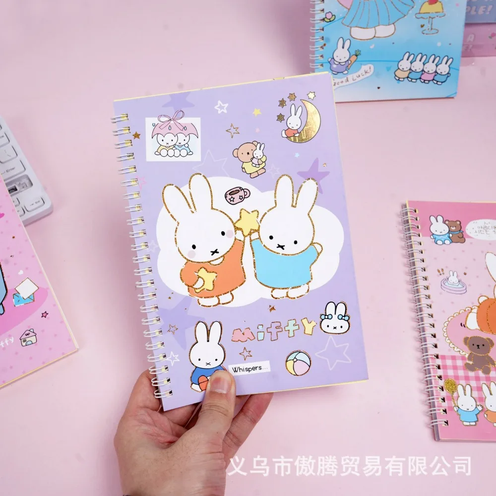 Cute Cartoon Miffy Rabbit A5 Notebook Portable Student Notebook Colored Page Journal Stationery Practical School Supply Gift