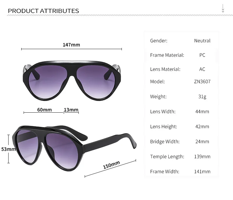 Piloten-Sonnenbrille mit großem Rahmen, Unisex, Übergröße, modische braune Sonnenbrille, Markendesign, Winterbrille – Detail 12