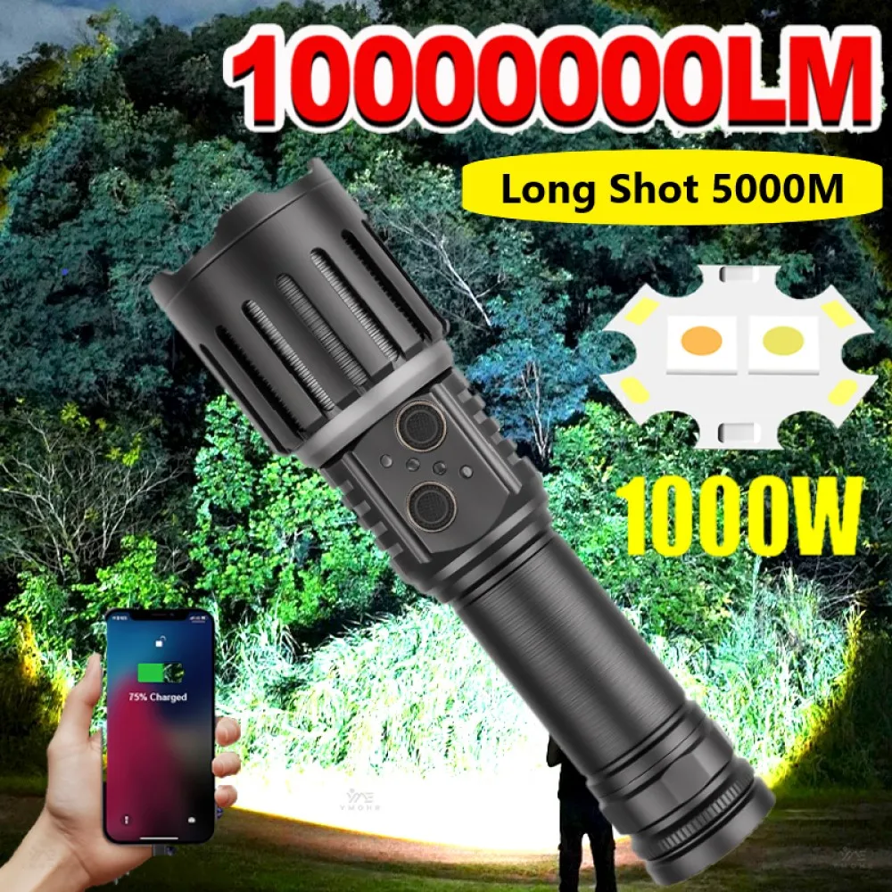 

1000000 LM Мощный перезаряжаемый светодиодный фонарик Военный тактический фонарик Рыбалка Кемпинг Охота Фонарик Аварийное освещение