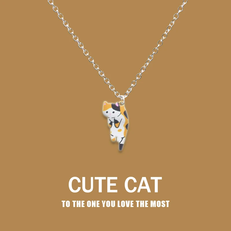 Neue Trendy Nette Katze Anhänger Halskette für Frauen Männer Exquisite Emaille Cartoon Kätzchen Halskette Partei Schmuck Zubehör Geschenke – Detail 8