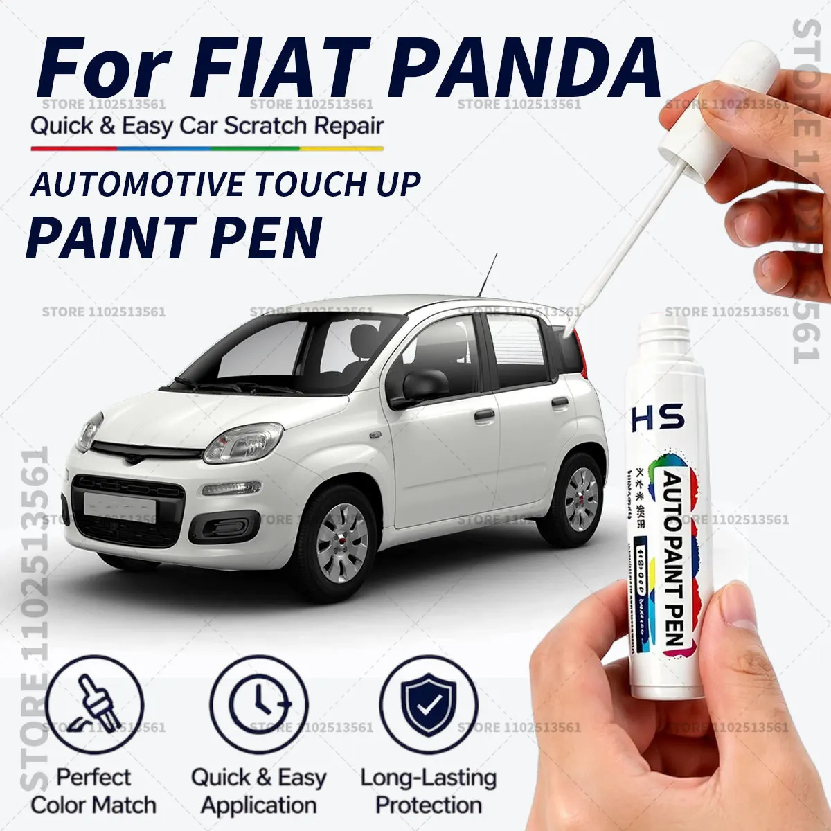 For FIAT PANDA Touch Up Paint Pen Car Paint Scratch Repair Tool modagray metallic blue gelato white ltalia blue foresta green