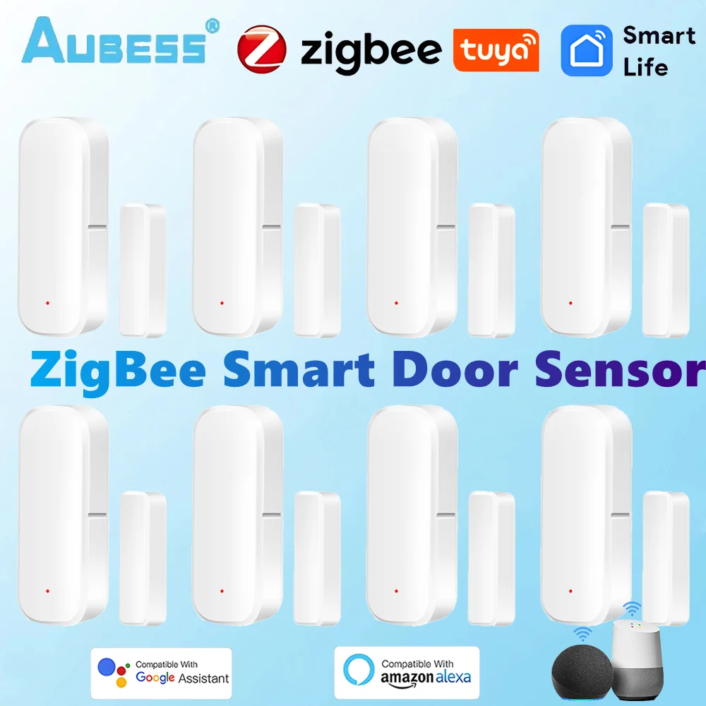 Sensor de puerta inteligente Tuya ZigBee, detectores abiertos y cerrados, protección de seguridad para el hogar, Control de vida inteligente a