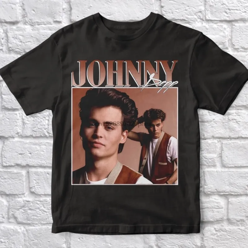 Johnny Depp 90s Vintage Unisex Black Tshirt men t shirt cotton tshirt men summer fashion t-shirt euro size