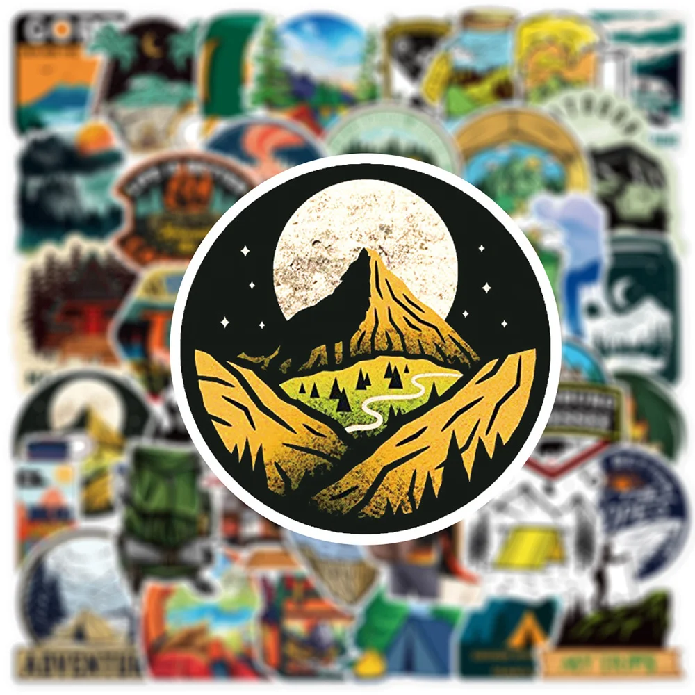 

10/30/50pcs Outdoor Camping Adventure Cartoon Stickers Hiking Travel Graffiti Sticker DIY Skateboard Helmet Laptop Cool Decals