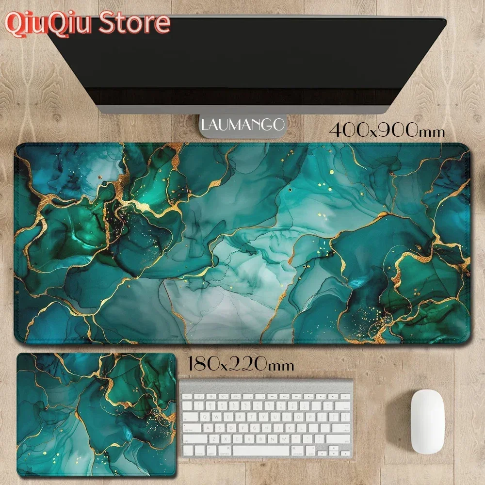 

Gaming Mouse Mat Dark Green Marble Jade Liquid Anime Mouse Mats Gaming Desk Accessories Mousepad Gamer Keyboard Pad Deskmat Pc