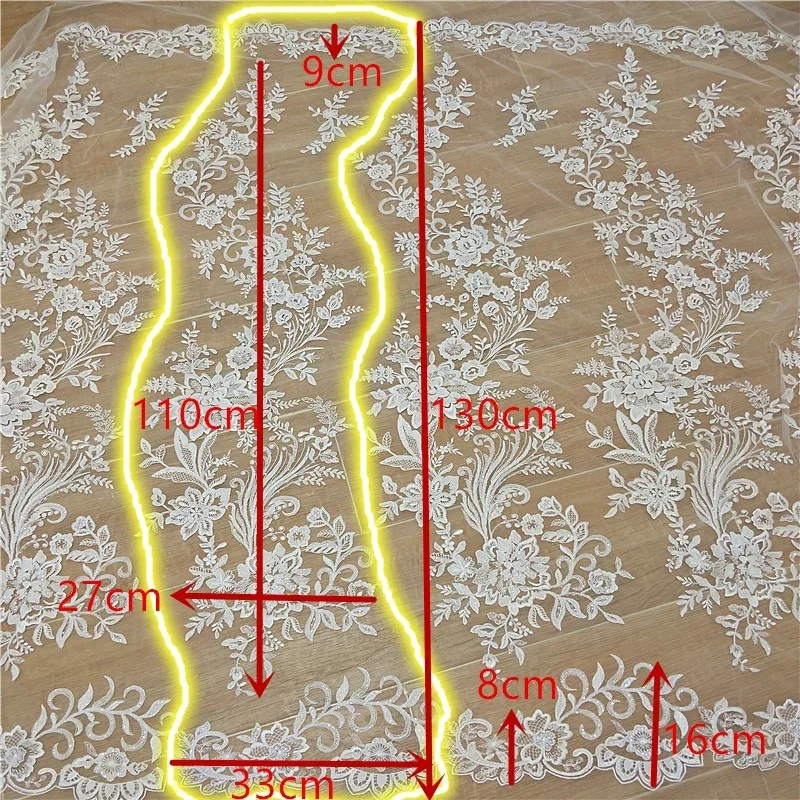 موضة جديدة ورقة زهرة التطريز الدانتيل النسيج اليدوية DIY فستان الزفاف الملابس المواد إكسسوارات ديكور الخلفية