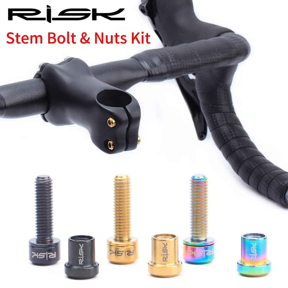 

RISK 2pcs M5x18mm Road Bike Carbon Stem Bolts&Nut Kits Titanium Ti Bicycle Stem Bolts Mountain Bike Stem Screw Nut Kits