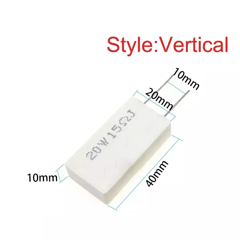 2PCS 20W 5% Ceramic Cement Resistor Resistance 0.1-100K 0.33 1 0.5 2 2.2 3 3.3 4 5 8 10 33 50 100 200 300 470 680 820 1K 50K Ohm