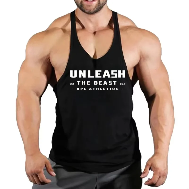 

Мужская майка-стрингер на заказ, хлопковая майка для спортзала, быстросохнущий жилет без рукавов с принтом для бодибилдинга, подъемный жилет для фитнеса