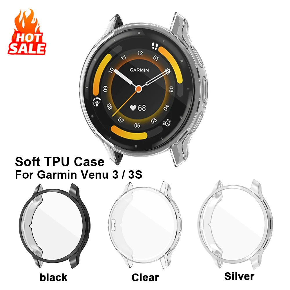 Soft TPU Cover For Garmin Venu 3 / 3S Smartwatch Screen Protector Case Shell Anti-scratch All-around Bumper rotective Skin Case