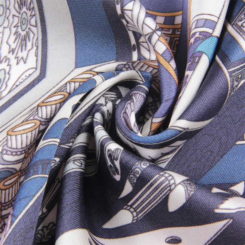 2025 جديد الأوشحة الحريرية مزدوجة مطبوعة حك وشاح حريري النساء شالات فاخرة تصميم الحجاب موضة ساحة كرة لولبية وشاح منديل #5