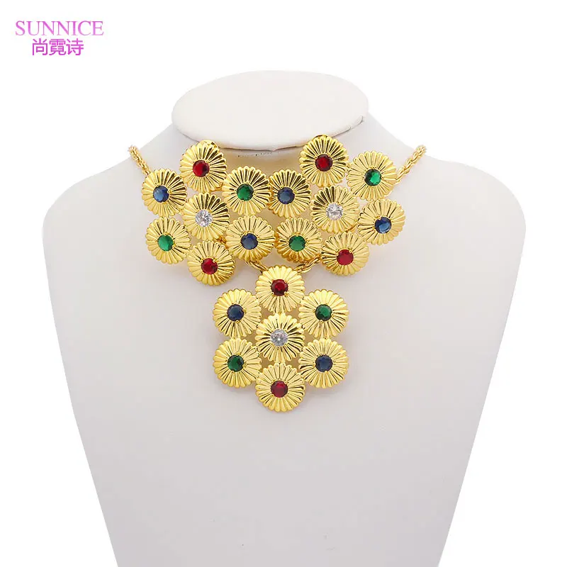 Luxury Designer Jewelry Necklace Earrings Indian Dubai Gold Plated Jewellery Italian Ladies Bijoux Femme Free Shipping