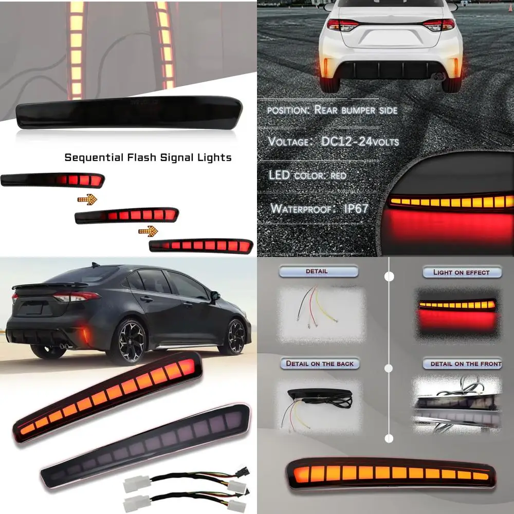 

Upgraded Sequential LED Rear Lights for 2020-2025 Toyota Corolla with Reflector Trim and Daytime Running Function