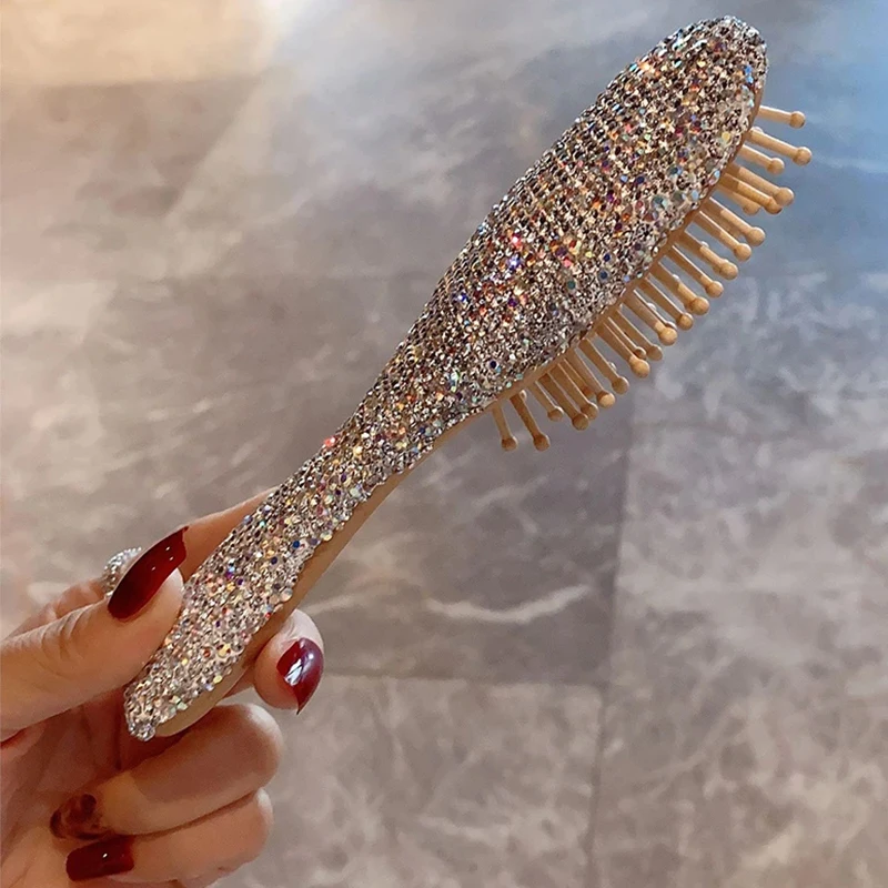 

Новинка 2023 года, расческа для волос со стразами, портативная дорожная расческа с кристаллами, распутывающая расческа для девочек, парикмахерский инструмент для укладки красоты